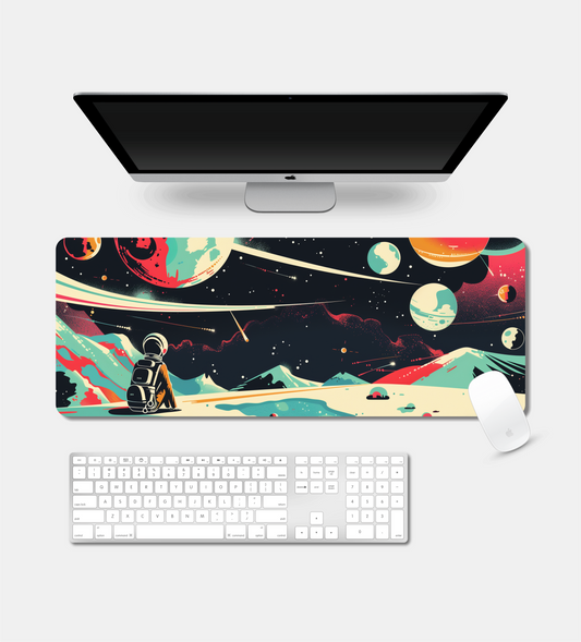 Astronaut in Vibrant Space Desk Pad