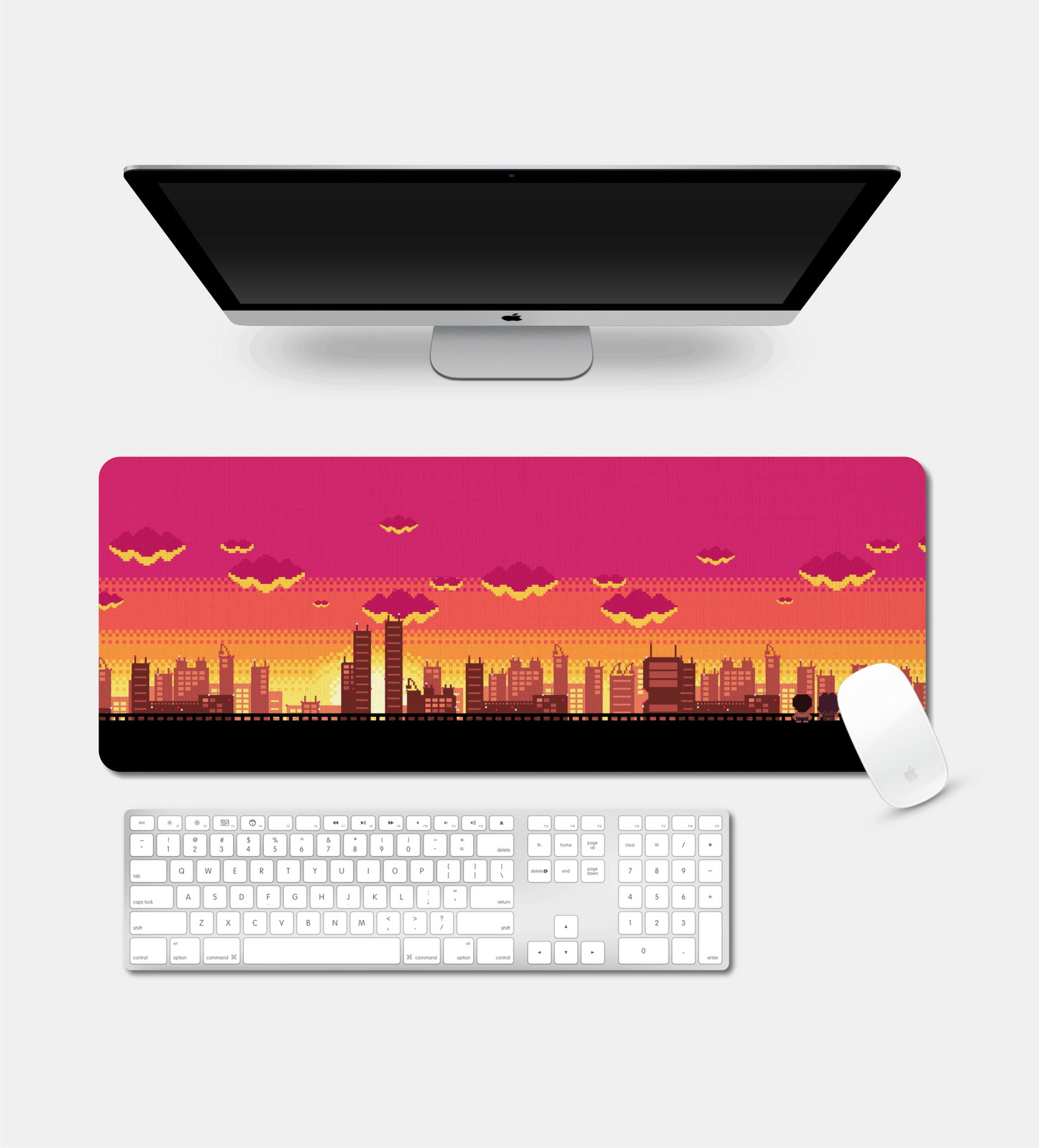 Pixelated Sunset City Desk Pad