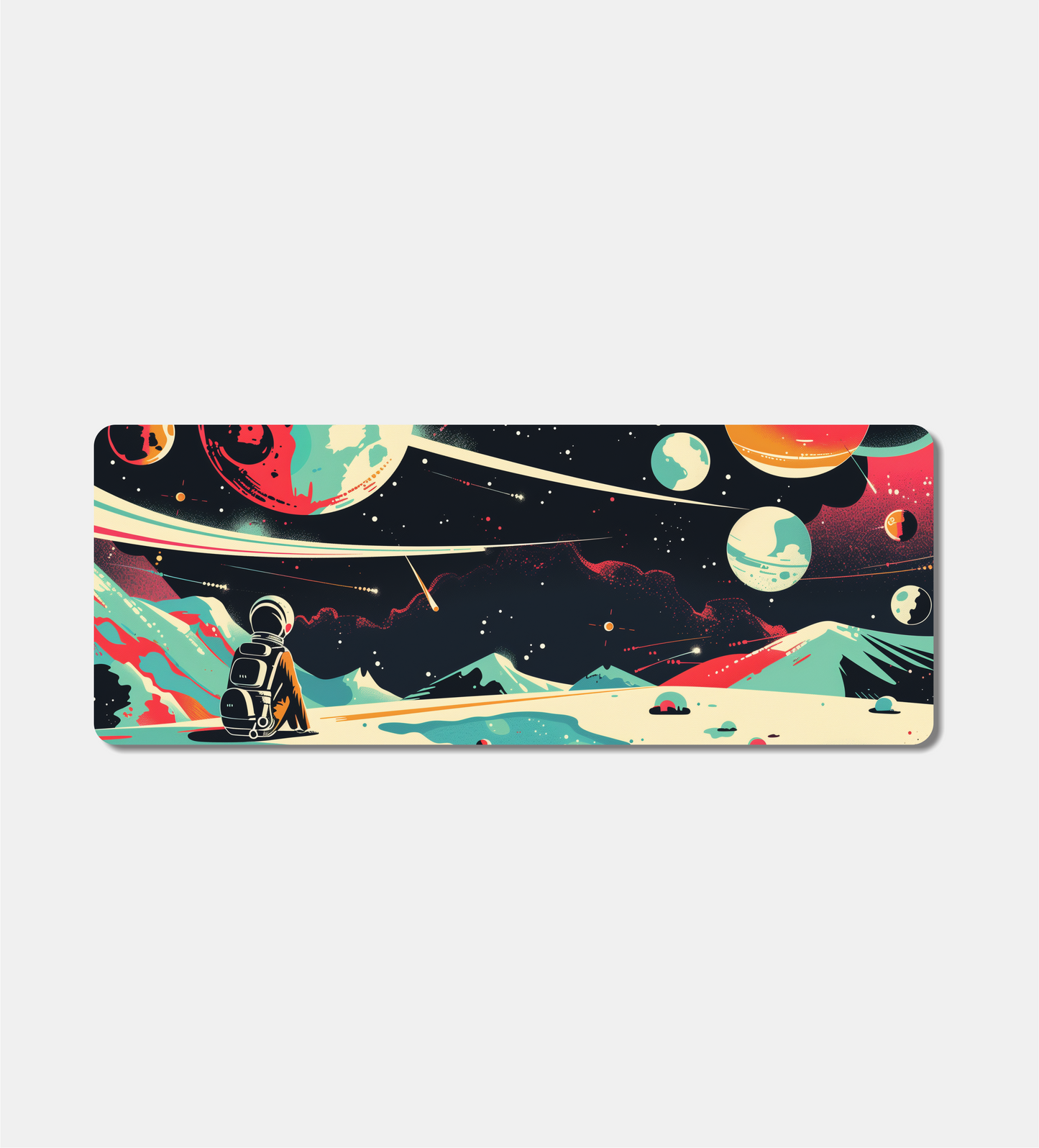 Astronaut in Vibrant Space Desk Pad