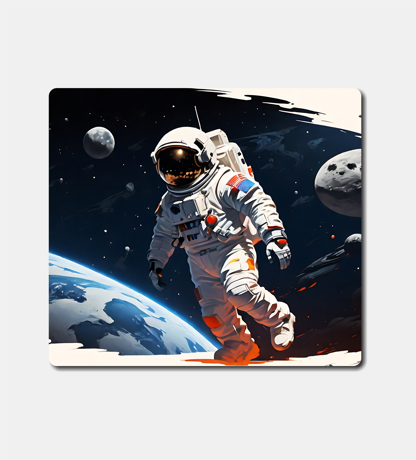 Astronaut in Space Square Mouse Pad