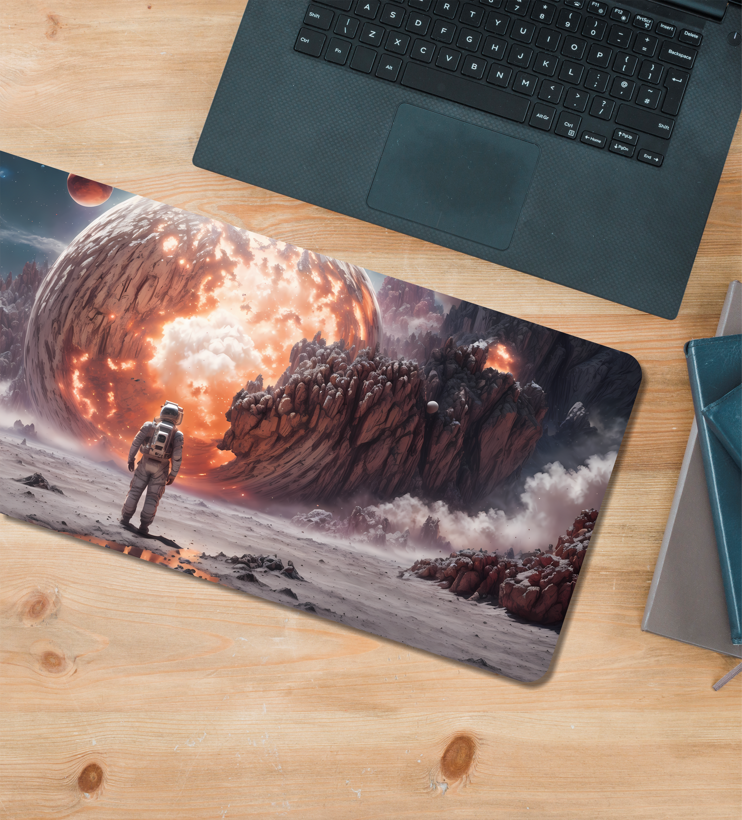 Astronaut On an Alien Planet Desk Pad