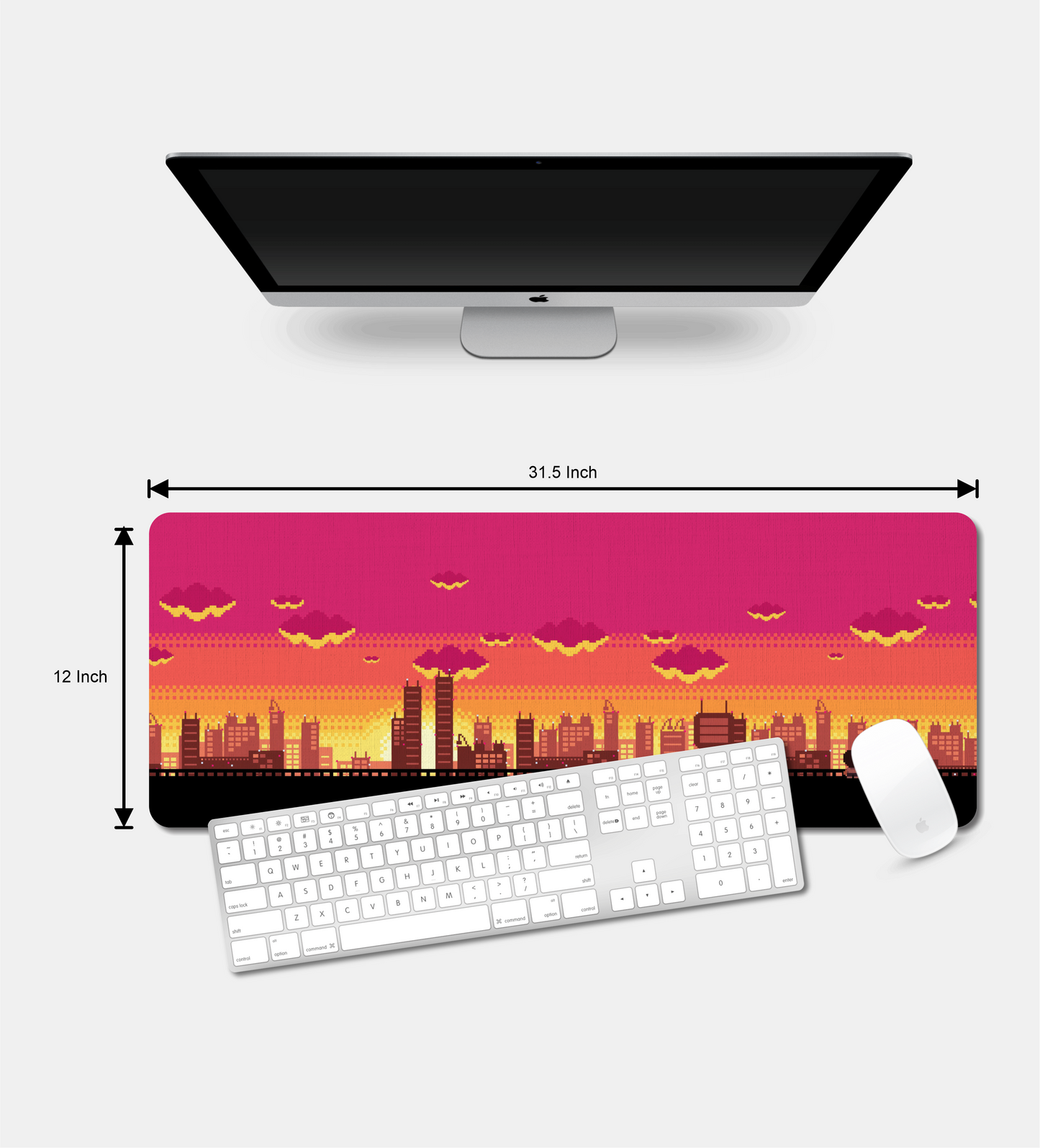 Pixelated Sunset City Desk Pad